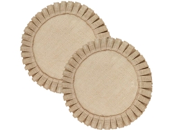 Juego De Manteles Individuales Redondos De Yute Natural, 2 Piezas, Borde Plisado Aislante