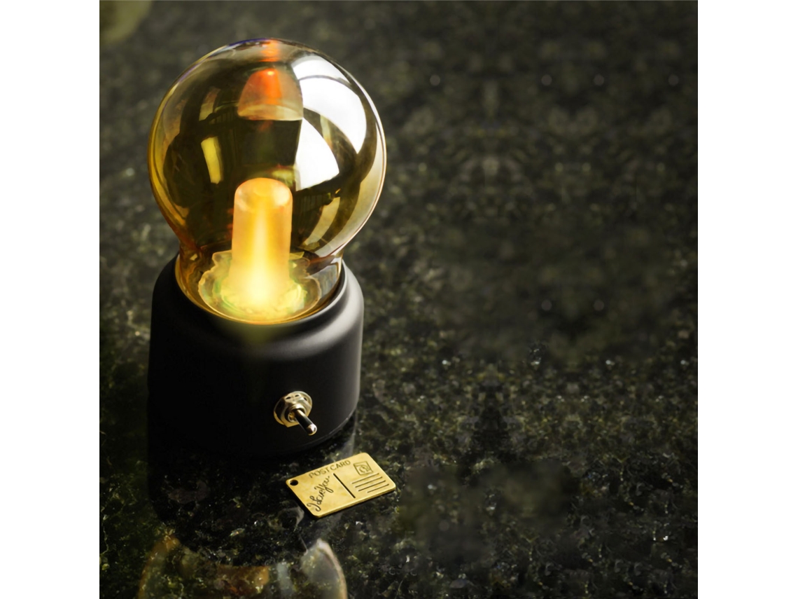 2026-luz Nocturna Recargable Usb Forma De Bombilla Luz Continua Para Dormitorio Mesa Noche Habitación Negro