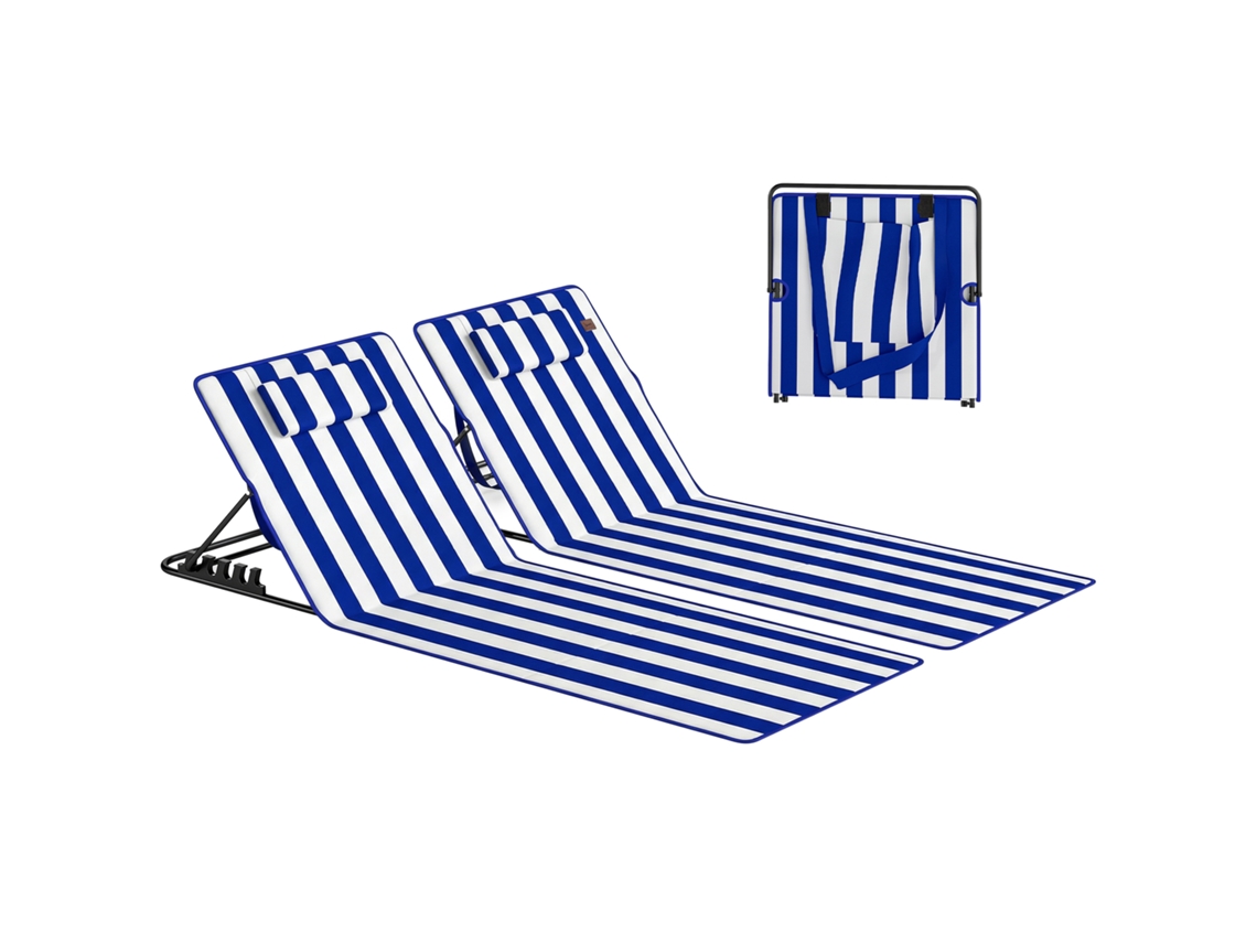 Conjunto 2 Sillas Juego 4 Posiciones, Acero, 154x57x52cm, Azul+blanco