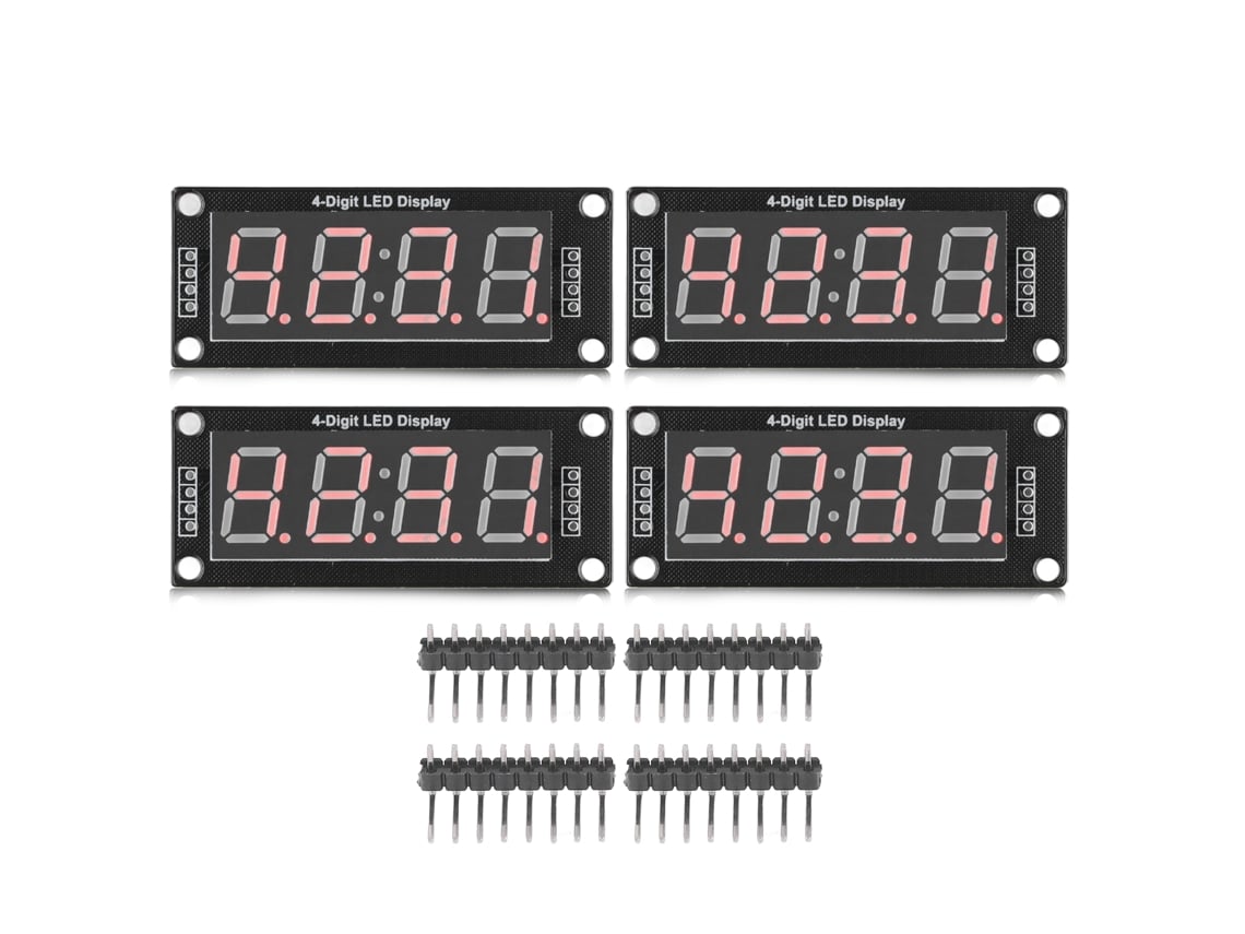 4 Set Módulo De Reloj De Tubo Digital De 4 Dígitos 7 Segmentos Led Tm1637 0.56 Pulgadas Rojo