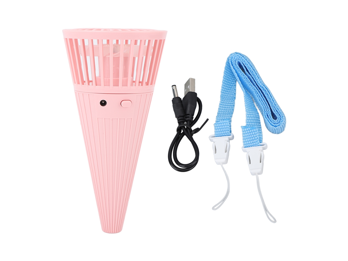 Mini Ventilador Portátil De Cuello Con Forma De Cono - Rosa Verano