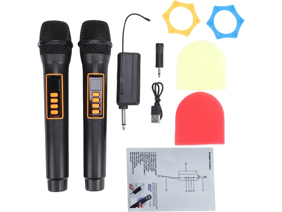 Micrófono Con Cable Recargable Y Receptor 2.4g Para Cine En Casa, Karaoke Y Fiestas.