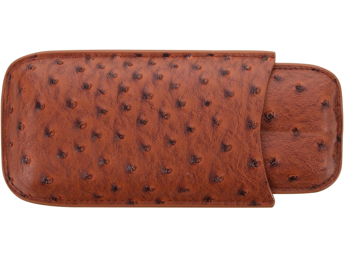 Estuche Para Puros De Diseño Práctico Con Función De Conservación De La Frescura En Cuero Marrón Para