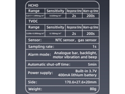 Detector De Calidad Del Aire Doméstico Con Sensor Semiconductor Para Tvoc Y Hcho, Con Pantalla Retroiluminada Y Cubierta Protectora De Silicona.