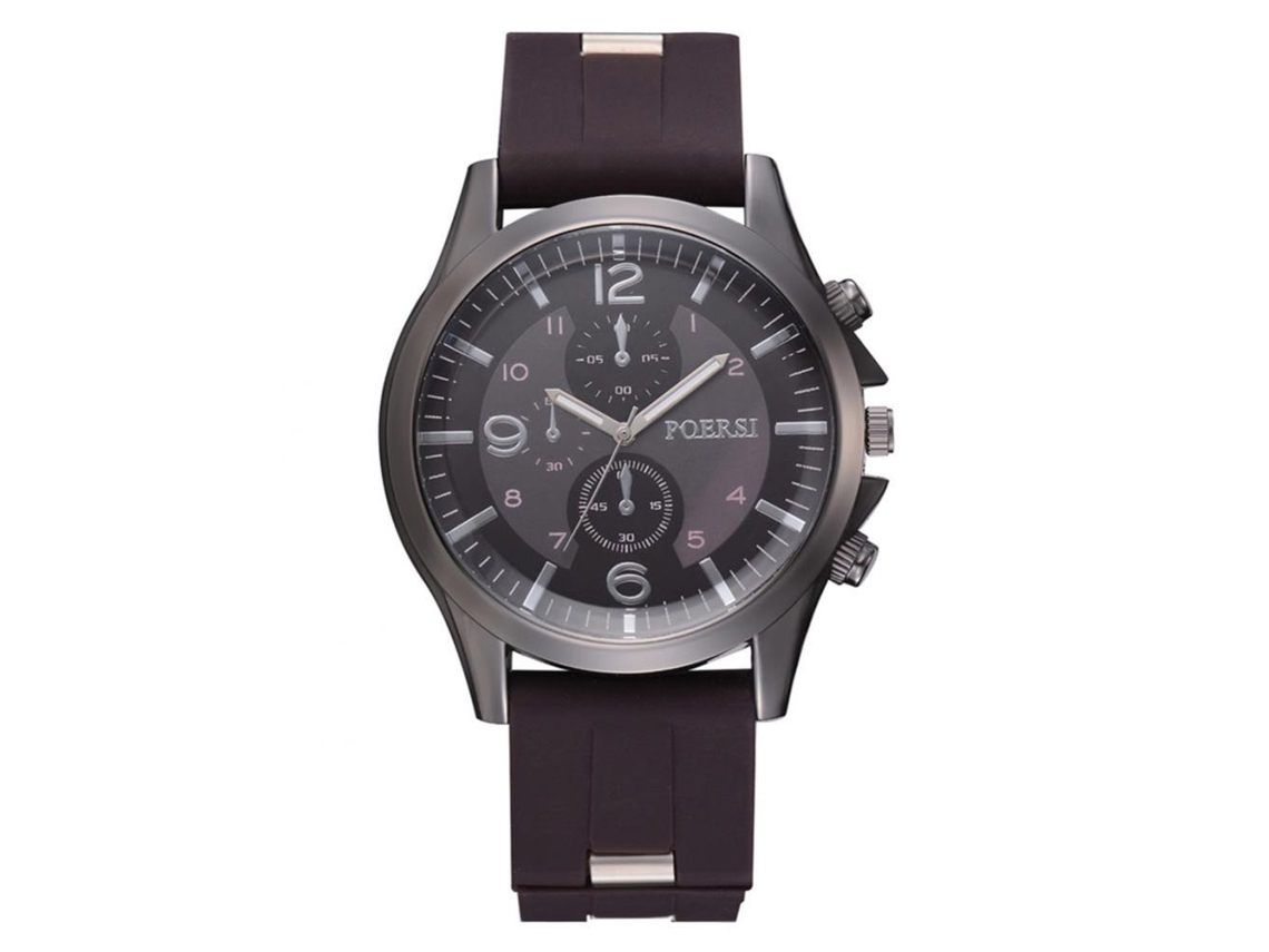 Reloj De Pulsera Masculino De Cuero Marrón Con Dial Clásico Y Correa De Silicon