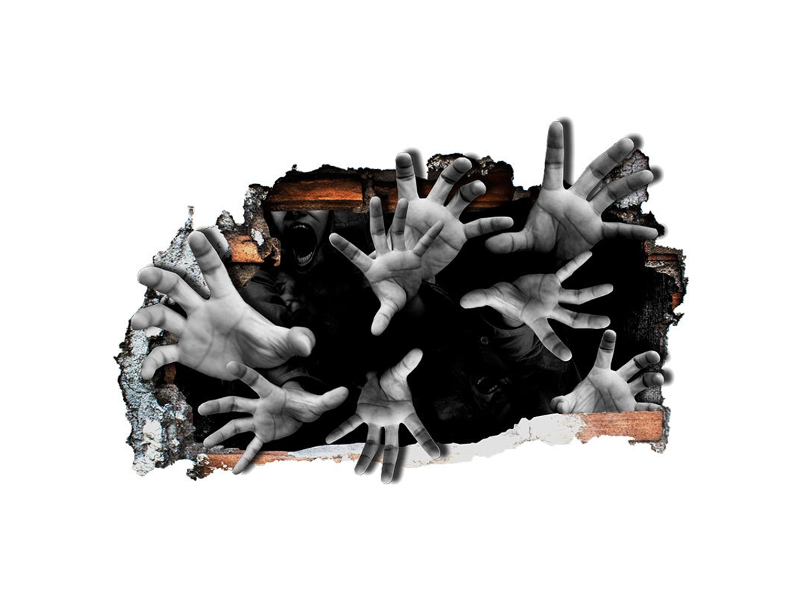 Halloween Calcomania 3d Pared Rota Horror Mano Que Sale Suelo Pared Techo Calcomanía