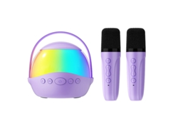 Altavoz Bluetooth Con Dos Micrófonos Inalámbricos Para Karaoke En Exteriores - Color Morado