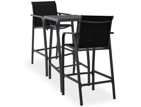 Conjunto 3 Conjunto de bar para jardín VIDAXL negro