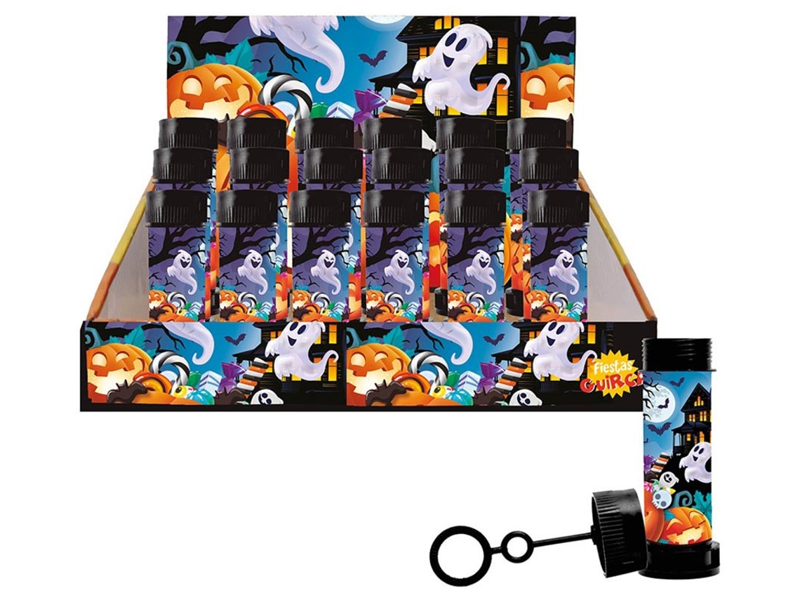 Caja de 24 Botes de Burbujas Halloween 14 cm