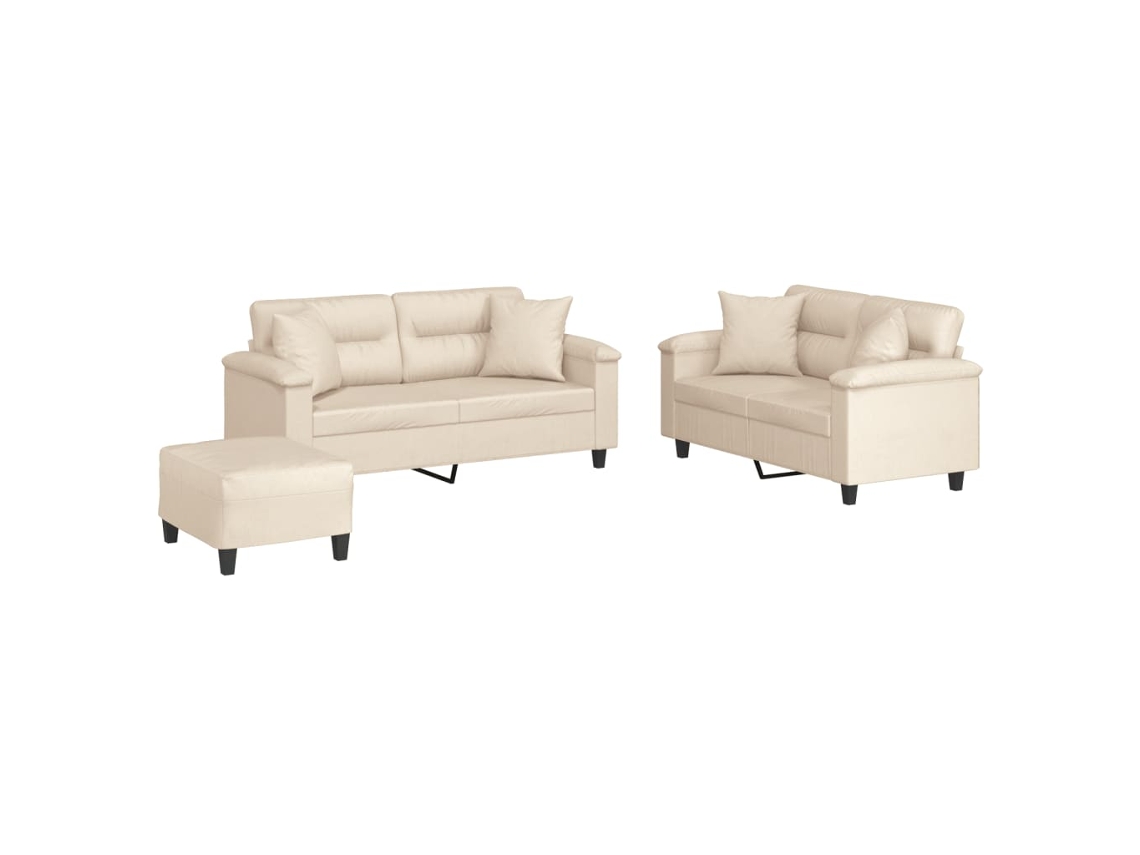 Maison Exclusive - Juego De Sofás Con Cojines 3 Piezas Tela Microfibra Beige