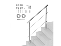 Pasamanos de acero inoxidable para escaleras con 2 travesaños, 120 cm Tekmaquinas
