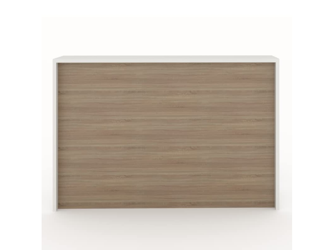 Mostrador de recepción y oficina. Fácil montaje y robusto. Laminado con frontal color Olmo. Fabricado en España. (160x105x50 cm). OFICIT