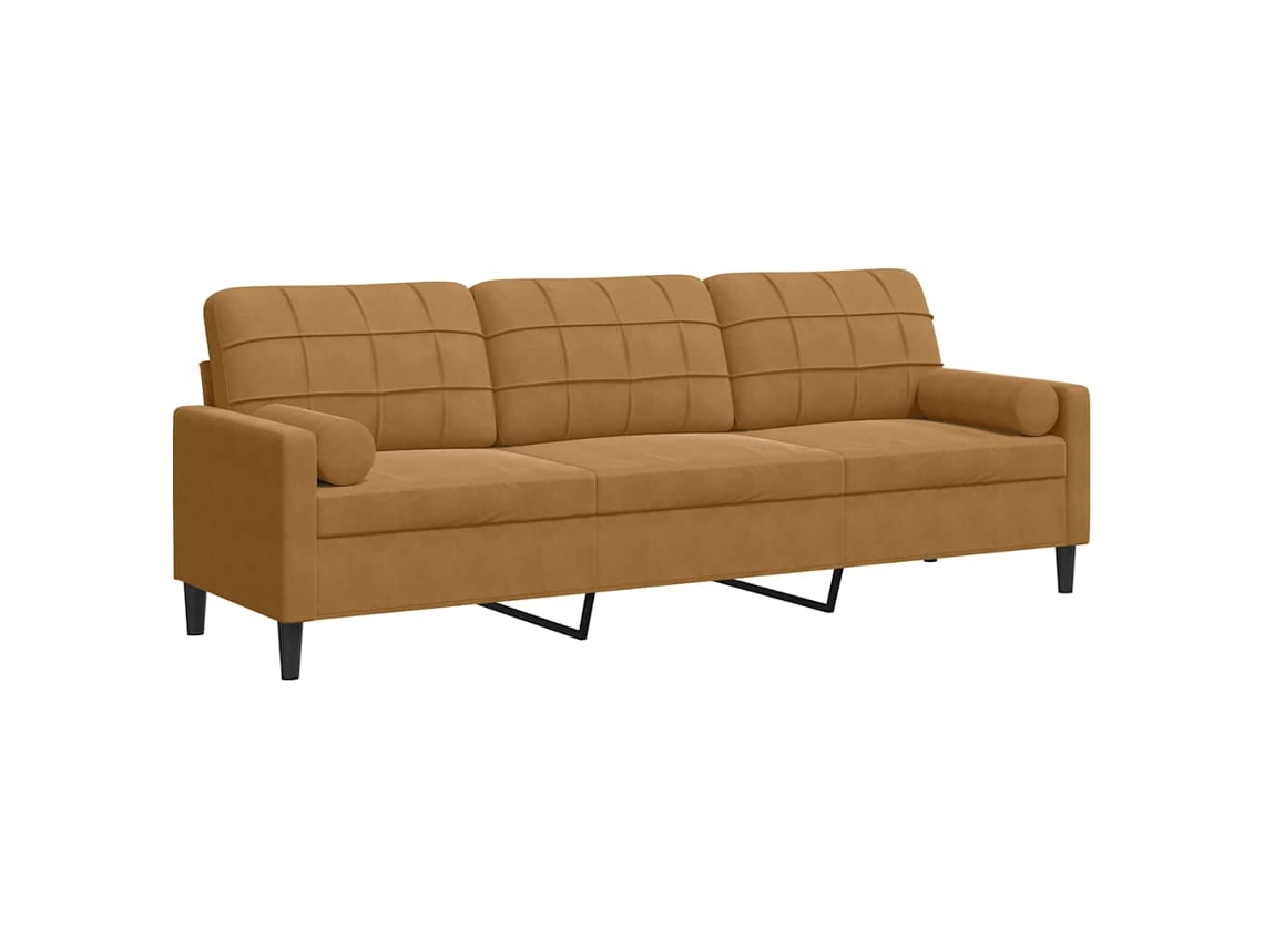 Maison Exclusive - Sofá De 3 Plazas Con Cojines Terciopelo Marrón 210 Cm