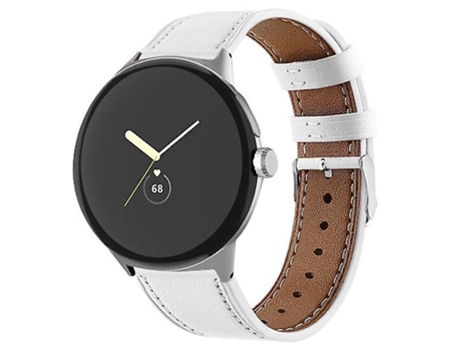 Correa para Google Pixel Watch Round Tail White Correa de reloj de cuero genuino VENISYMLIS