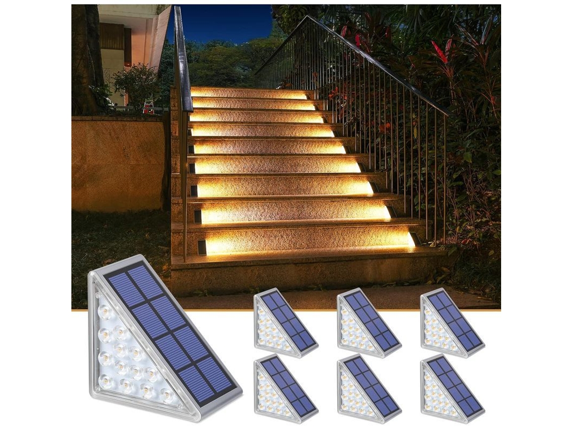 Luces Solares Para Escaleras 6 Pack Exteriores Led Caliente Triangulares Impermeables Ip68 Autoencendido Patio Jardín