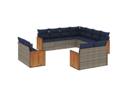Maison Exclusive - Conjunto De Sofá De Jardín De 11 Piezas Con Cojines, Poliratán Gris