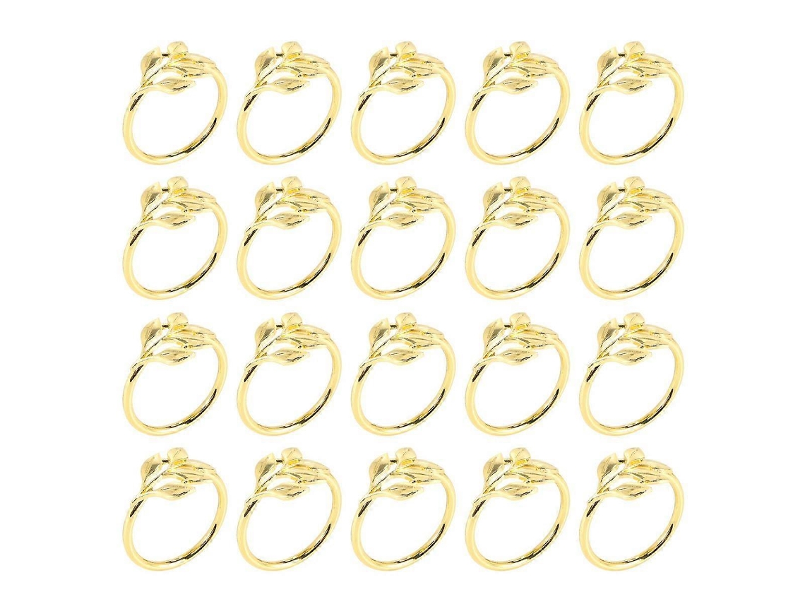 Rebe-20 Anillos Para Servilletas De Oro Con Diseño De Hoja - Decoración De Mesa Para Fiestas, Navidad Y Ocasiones Especiales Oro
