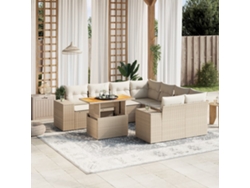 Conjunto de 9 sofás de jardín con cojines de mimbre beige de Dkd Home Decor