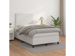 Cama Box Spring Con Colchón Cuero Sintético Blanco 120x200 Cm