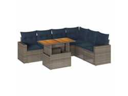 Conjunto de 7 sofás de jardín con cojines de mimbre y patas grises, MAISON EXCLUSIVE (7 piezas)