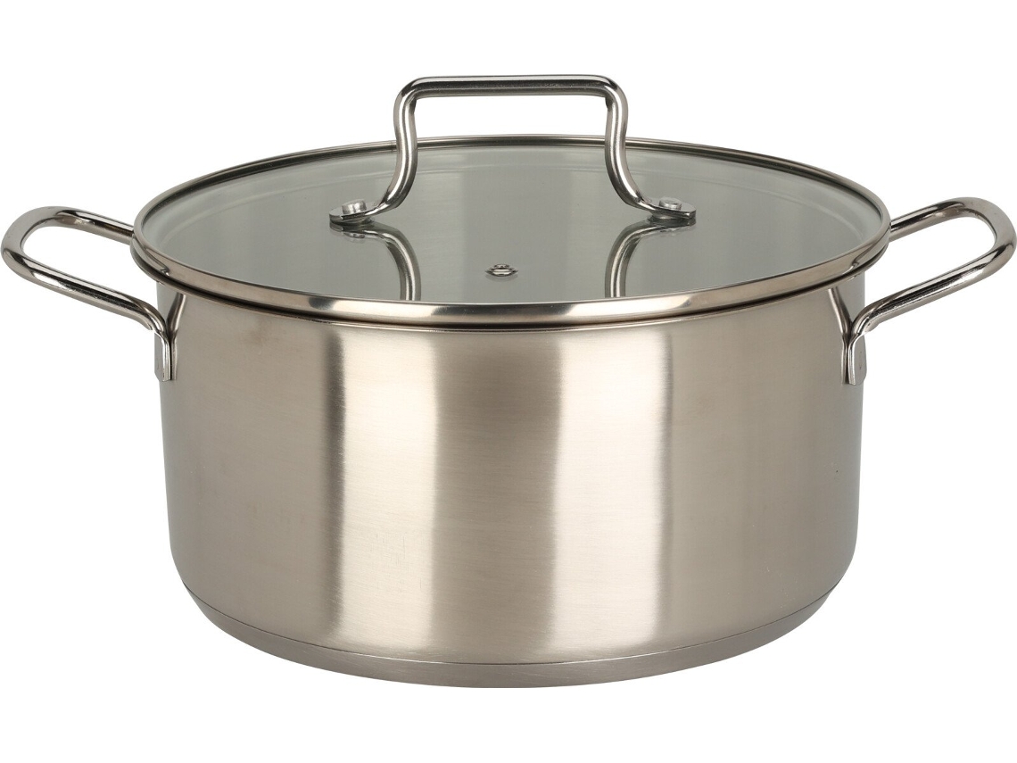 Olla de juguete de acero inoxidable con tapa de cristal, juego de cocina educativo, 22 cm, Koopman