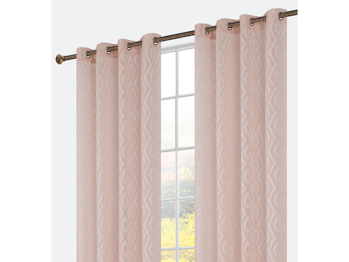 Cortina bordada rombos relieve 140 x 260 cm Rosa - Individual