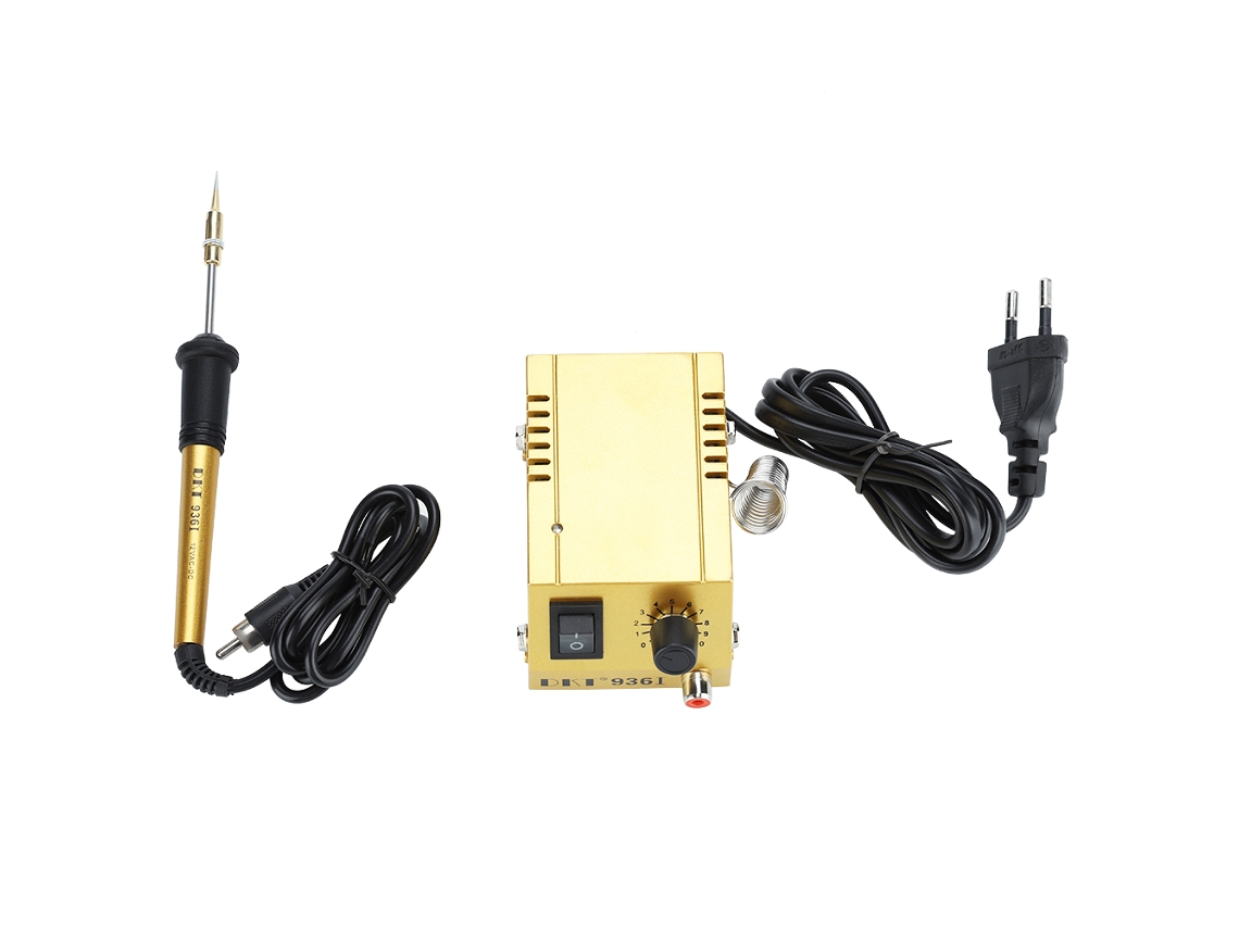 Mini estación de soldadura de 12 V con temperatura ajustable para reparación de teléfonos móviles (dorada)