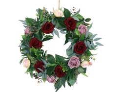 Guirnalda de rosas artificiales, guirnalda de verano para puerta de entrada, ventana o pared, decoración Gokoco