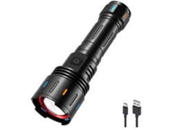 Linterna LED Yunzii JF023, superbrillante, 6000 lúmenes, 5 modos de zoom, linterna táctica, resistente al agua, linterna de emergencia para exteriores, color negro