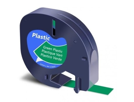 Etiqueta Compatible Dymo Letratag S0721640 12 mm x 4 m 91204 - Verde