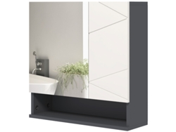 Armario De Baño Con Espejo Y Estante Antivaho, Gris.