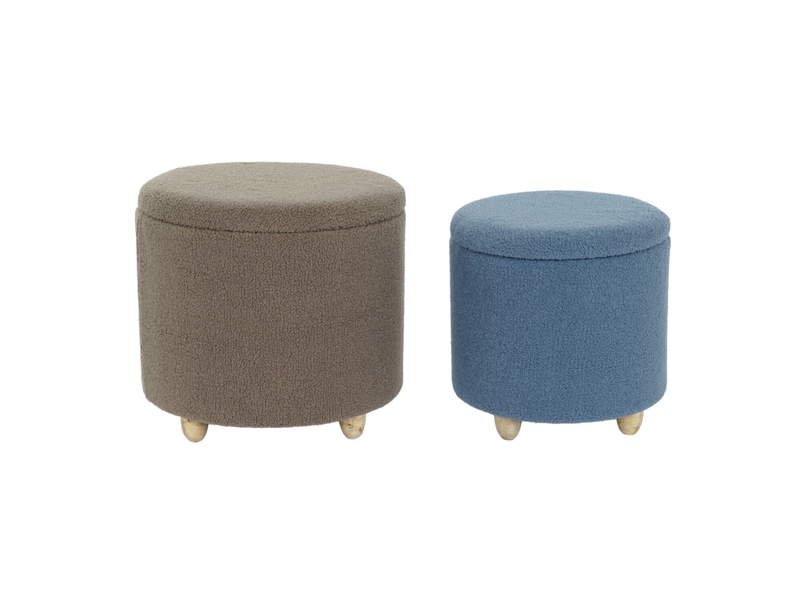 Juego de 2 reposapiés de madera y poliéster ALEXANDRA HOUSE LIVING (50x50x45cm)