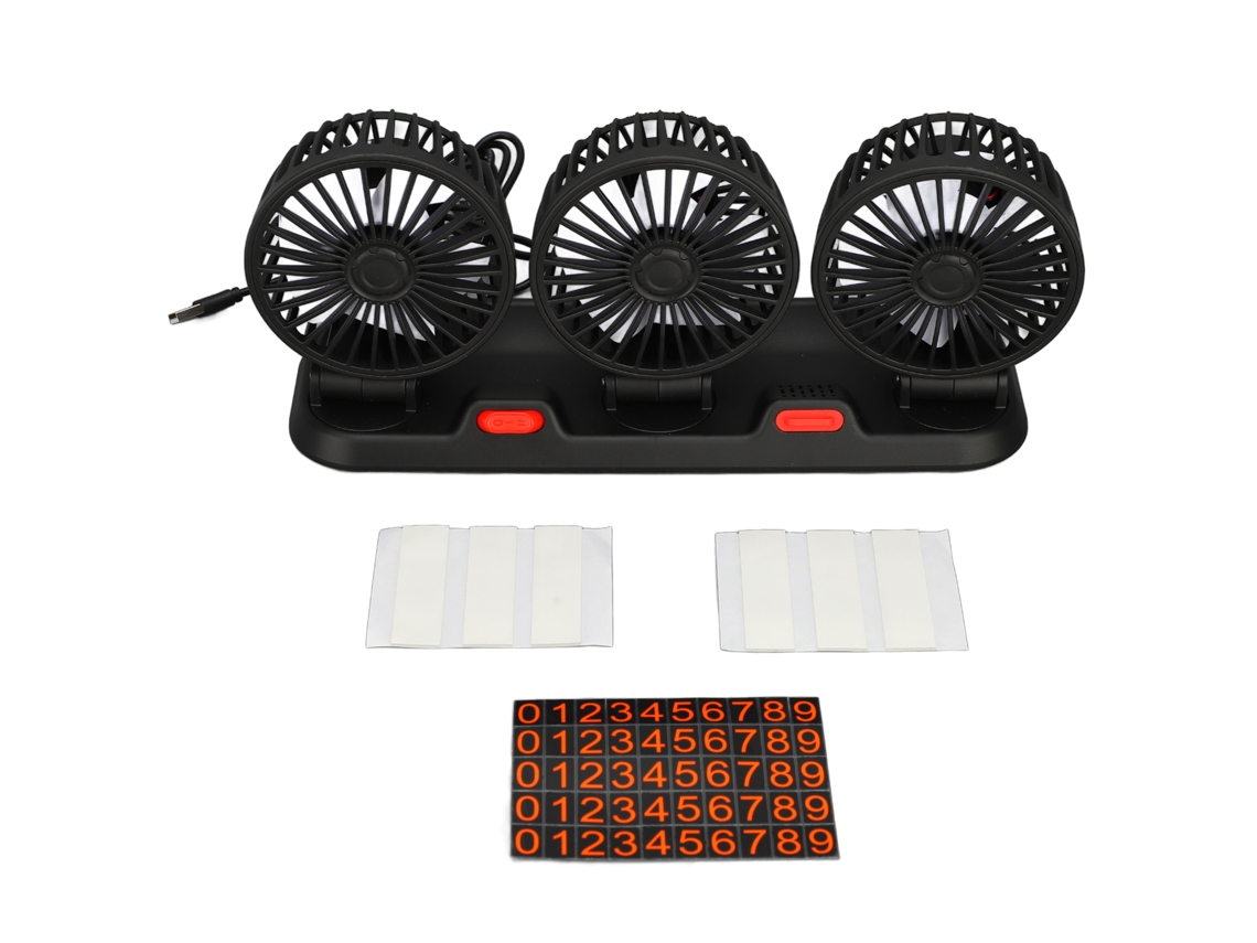 Yncm2026-ventilador De Coche Con 3 Cabezas 2 Velocidades Rotable 360 Grados Usb Con Caja Aromática Para Tablero Y Escritorio