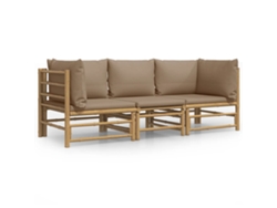 Maison Exclusive - Set De Muebles De Jardín 3 Piezas Bambú Y Cojines Gris Taupe