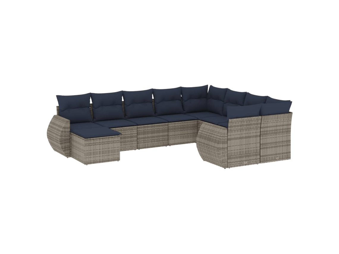 Maison Exclusive - Conjunto De Sofá De Jardín De 10 Piezas Con Cojines, Poliratán Gris