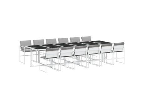 Conjunto 13 de comedor de jardín VIDAXL con cojines textilene blanco