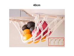 Aguja de tejer, red para frutas y verduras de 37,5 x 30 cm, accesorio de cocina, práctica cesta de fruta colgante para debajo del armario, Ywei