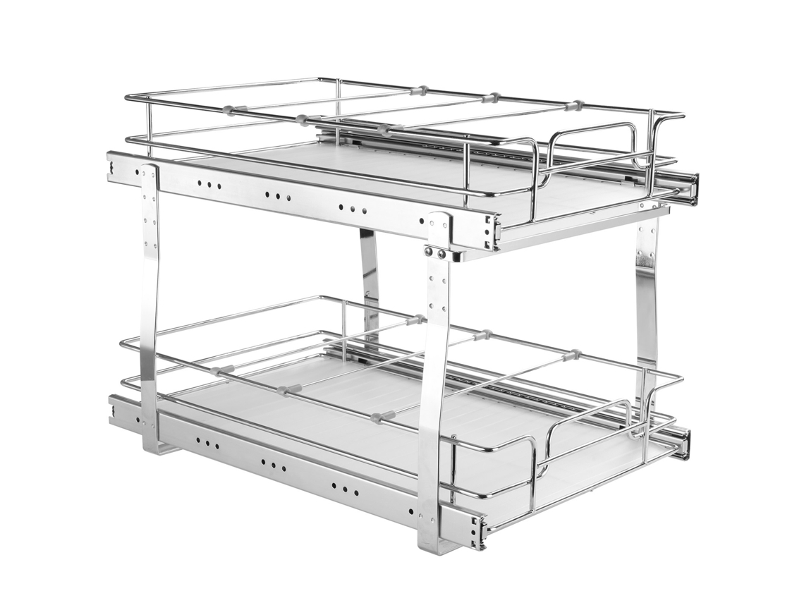 Cesta de alambre extraíble de 2 niveles Succebuy para armarios bajo fregadero, 33 x 53 cm, Slwomoose
