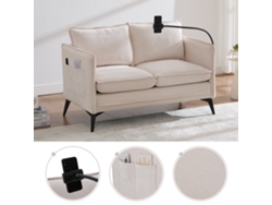 Sofá doble pequeño con bolsillo lateral y soporte ajustable para teléfono, cómodo para sala de estar, dormitorio y apartamento.