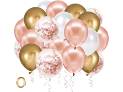 VVJIJILLY Balões De Látex Rose Gold Com Confete 50 Unidades 12 Polegadas Branco Dourado Para Festas Casamentos Decoração