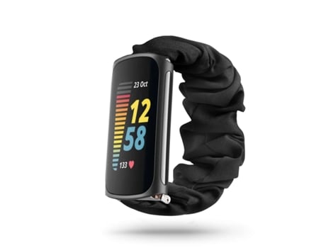 Correa Fitbit Charge 5 Pulsera Scrunchie Negro