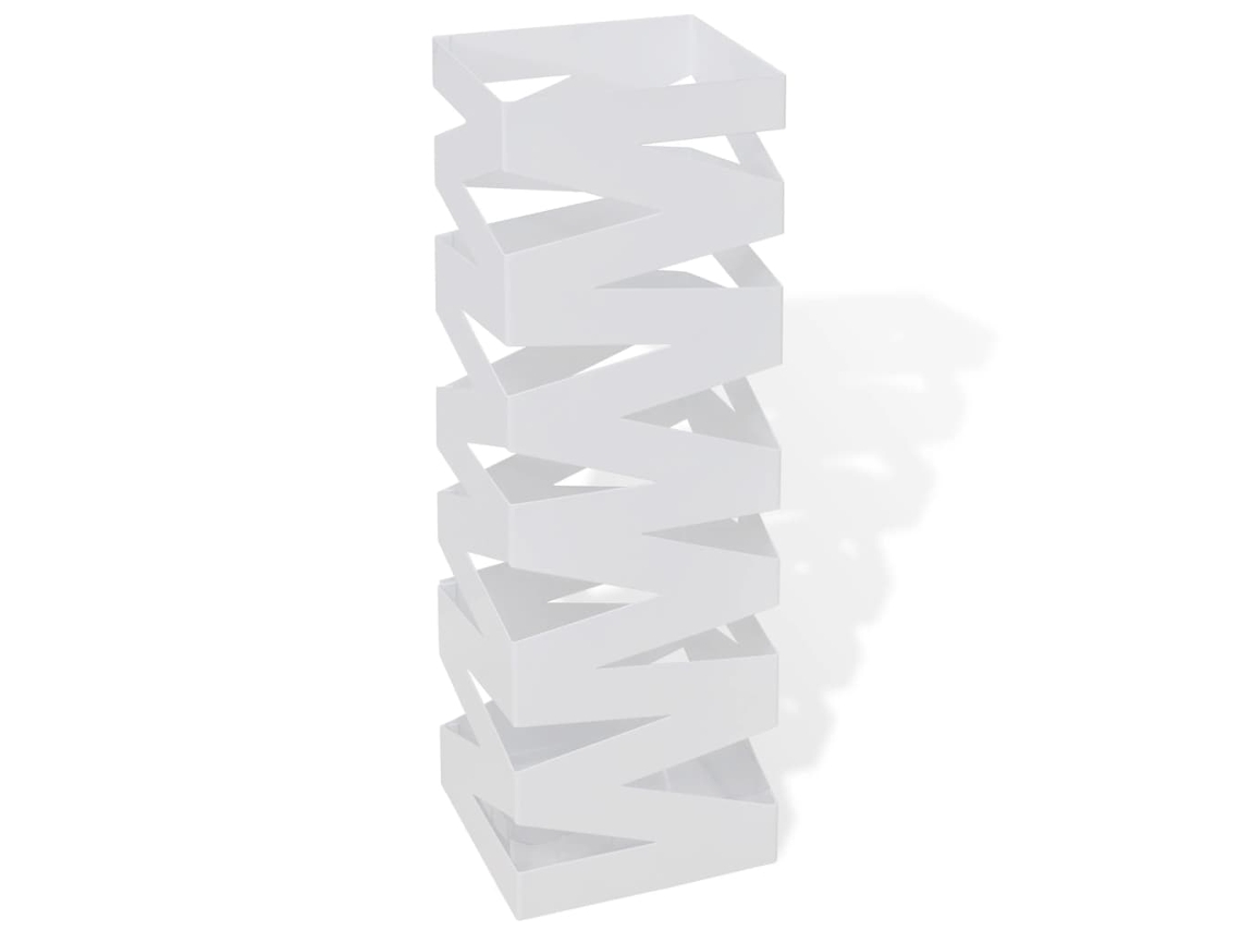 Paragüero cuadrado de acero blanco de 48,5 cm, DKD HOME DECOR