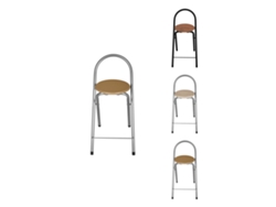Taburete Plegable 80x40x45 Cm - Elegante Y Duradero En Negro Y Plata Con Reposapiés, Ideal Para Cocina Plata Unidad