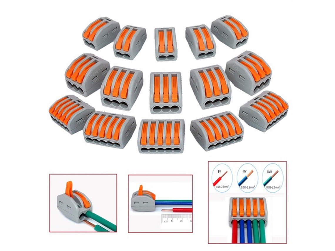 15 Conectores De Cable Ignífugos, Terminales Rápidos Universales Para 2/3/5 Cables.