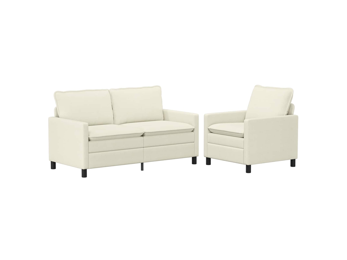 Juego De Sofá 2 Pcs Crema Tela