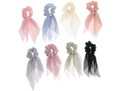Juego De 8 Gomas Elásticas Lisas Con Bucles Para Coletas De Mujer.