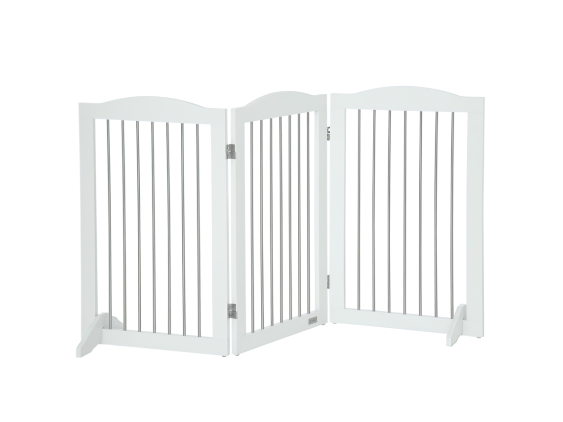 Portão De Segurança Dobrável Para Cães Com Pés De Apoio 154x30x80 Cm Branco