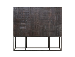 Vitrina madera de mango y patas metal en nogal oscuro Marrón.GINER Y COLOMER 160x40x180