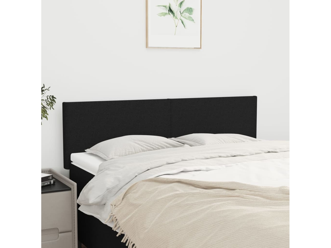 Cabeceros 2 Unidades Tela Negro 72x5x78/88 Cm
