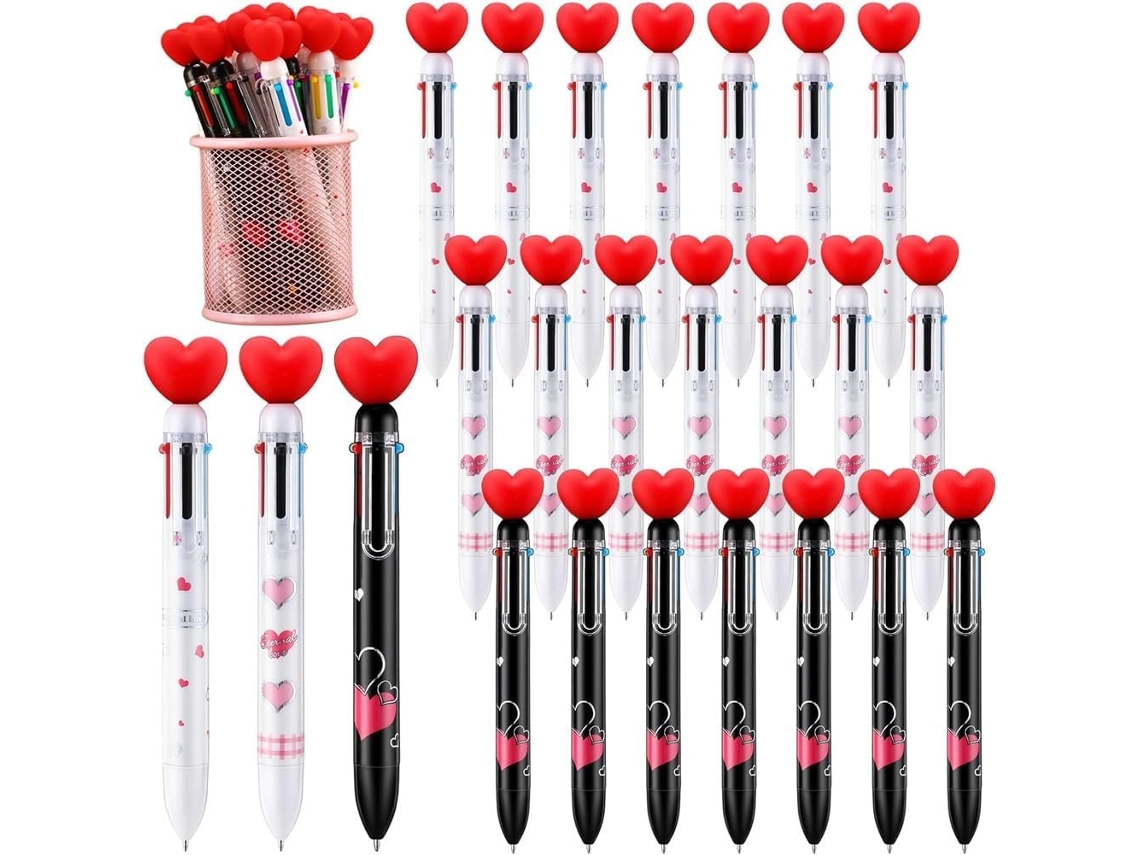 24 Bolígrafos Retráctiles Con Forma De Corazón Para El Día De San Valentín, Para Adultos.